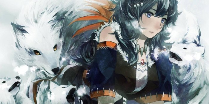 1440x943 Download Wolf Girl Anime And White Wolves Wallpaper | Wallpapers.com