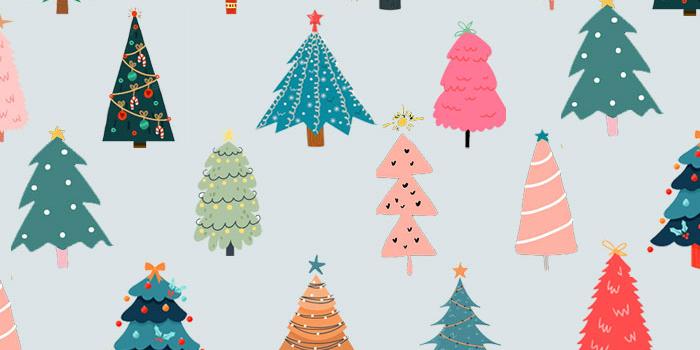 700x1200 30+ Christmas Aesthetic Wallpapers : Colourful Christmas Trees 1 - Fab Mood  | Wedding Colours, Wedding Themes, Wedding colour palettes