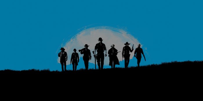 1366x768 Red Dead Redemption 2 blue poster artwork minimal wallpaper - pling.com