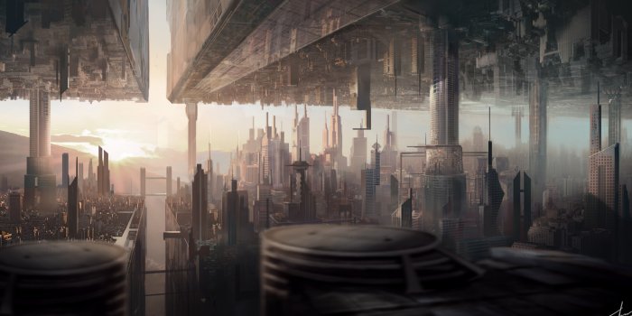 3840x2160 Wallpaper matte painting, art, city, urban, futuristic, sci-fi, sunset, Art  #207