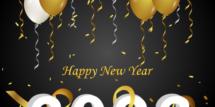 6250x7500 Free Happy New Year 2023 Gold Balloons on Black Background