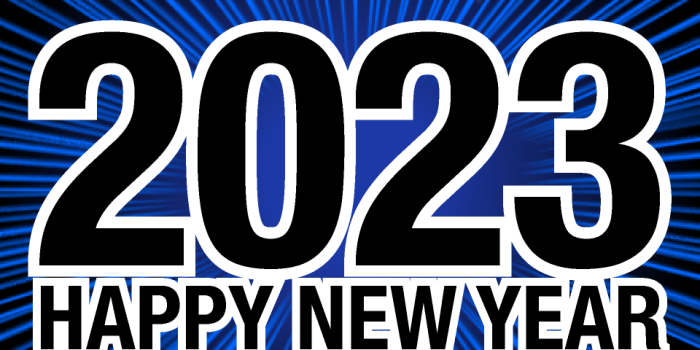 960x960 Happy New Year 2023 Glitter Blue Card Free PNG Image｜Illustoon