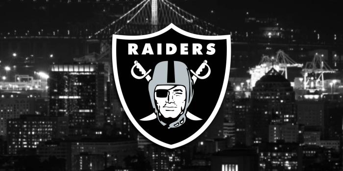 1920x1080 Download Oakland Raiders Logo On City Buildings Wallpaper | Wallpapers.com