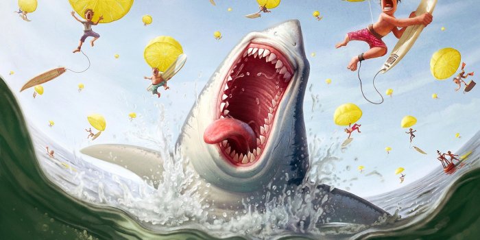 1920x1200 Funny Sharks HD wallpaper