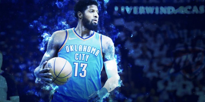 1920x1080 Download Paul George Okc Blue Flame Wallpaper | Wallpapers.com