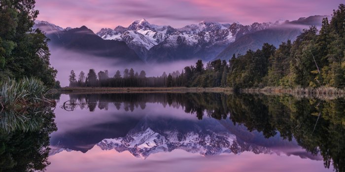 3440x1440 Lake Matheson Wallpaper 4K, New Zealand, Landscape, Nature, #2870