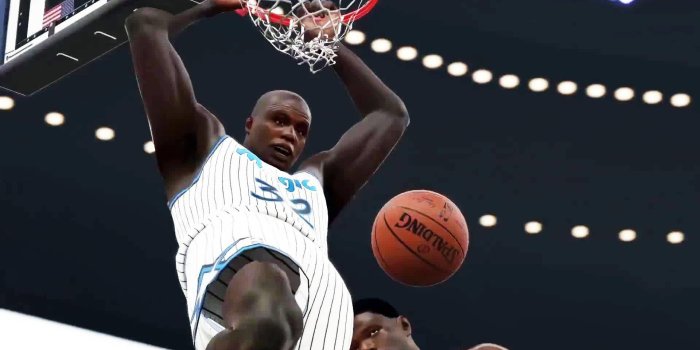 1920x1080 Download Shaquille O'neal Two-point Slam Dunk Wallpaper | Wallpapers.com