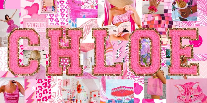 2800x1800 Custom Pink Preppy Monogram Desktop Wallpaper Collage - Etsy