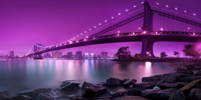 2560x1600 Bridge Under Purple Sky Wallpaper, Bridge On Top Of Water Photo -  Wallpaperforu