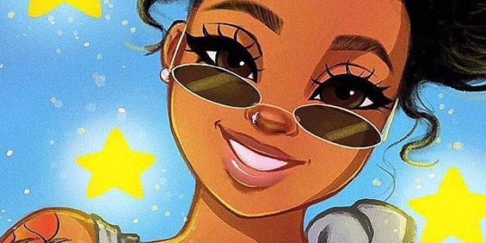 1242x1584 Download Cute Cartoon Black Girl And Stars Wallpaper | Wallpapers.com