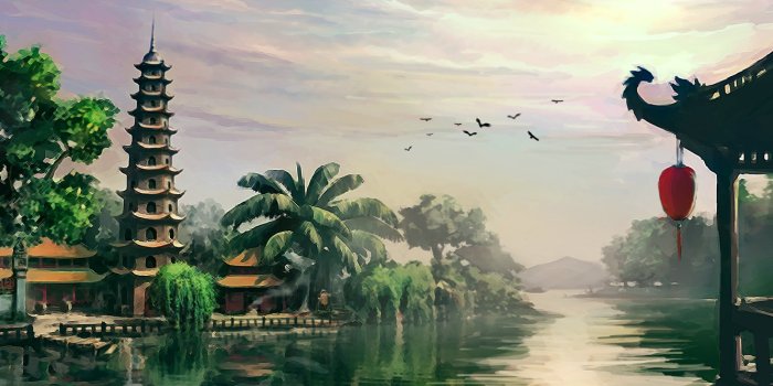 1332x850 Wallpaper landscape, river, Asia, temple, pagoda, Vietnam images for  desktop, section живопись - download