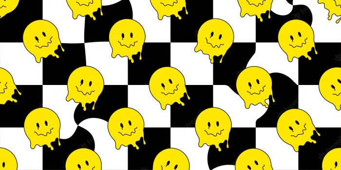 2000x2000 Premium Vector | Funny smile dope faces seamless pattern psychedelic  surreal techno melt smile background trippy smiley faces techno melting  smile face cartoon background wallpaper concept art y2k aesthetic