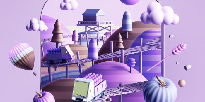 3840x2400 bk29-art-illust-3d-cute-town-purple-wallpaper