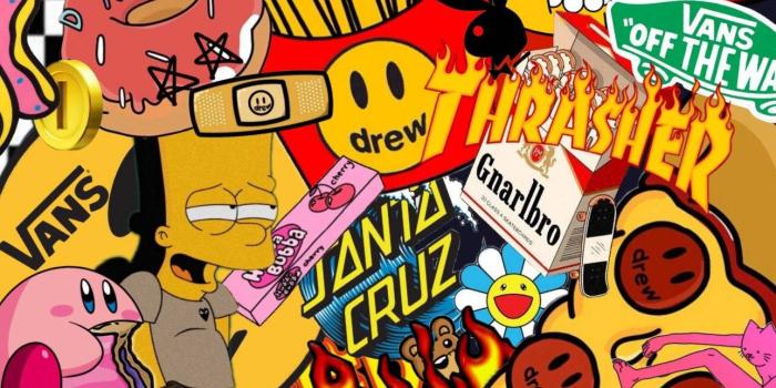 1288x2289 Download Thrasher Skate Sticker Collage Wallpaper | Wallpapers.com