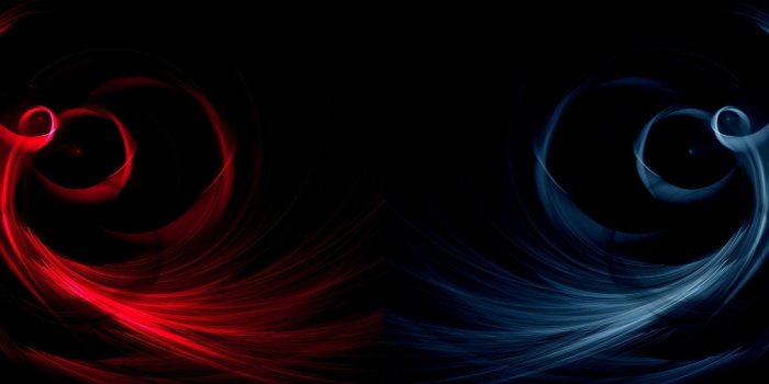 3840x1200 Dualistic Red & Blue Abstract 4K Wallpaper • GamePhD