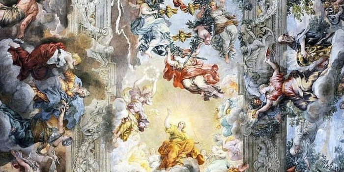 850x1427 Download A Ceiling With Many Paintings And Angels Wallpaper | Wallpapers.com