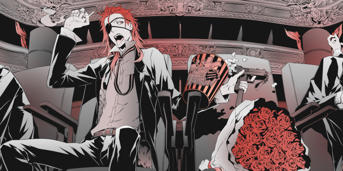 4096x1536 Wallpaper ID: 117976 / Bungou Stray Dogs, theater, rose, popcorn,  eyepatches, uzi free download