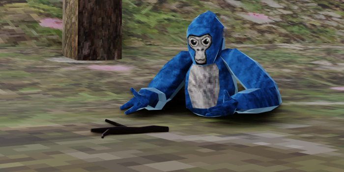 1920x1080 Download Gorilla Tag Blue Player With Twig Wallpaper | Wallpapers.com