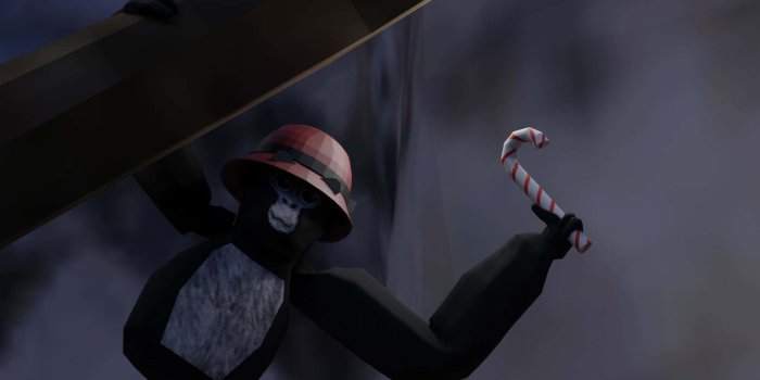 1920x1080 Download Dark Gorilla Tag Holding A Candy Cane Wallpaper | Wallpapers.com