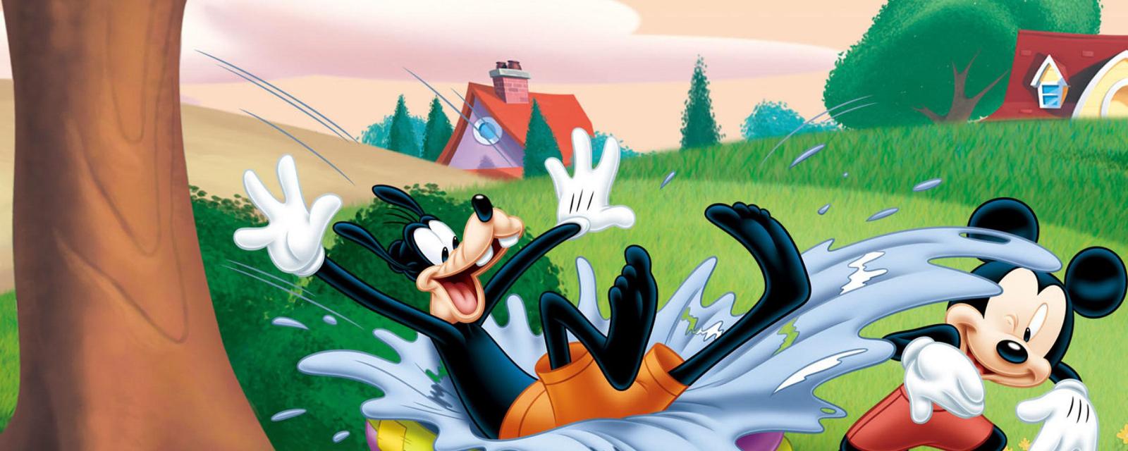 2560x1024 Goofy fell from the tree in the swimming pool