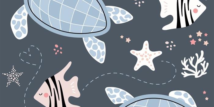 1000x1000 Sea Turtle and Zebrafish Wallpaper Mural - Wallpaper • Wallmur®