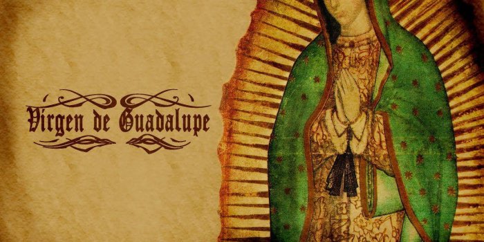 1280x1024 Download Virgen De Guadalupe On Parchment Wallpaper | Wallpapers.com