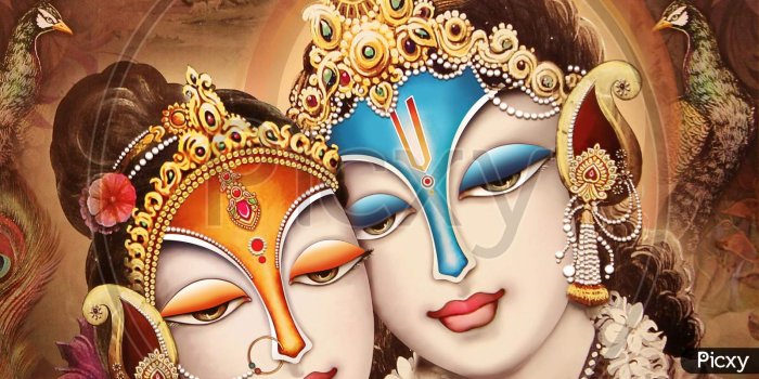 1600x1600 Image of Radha Krishna beautiful poster illustration wallpaper, wall  poster. Colorful Illustration of Radha Krishna and beautiful rendering  wallpaper background illustration.-NX966275-Picxy