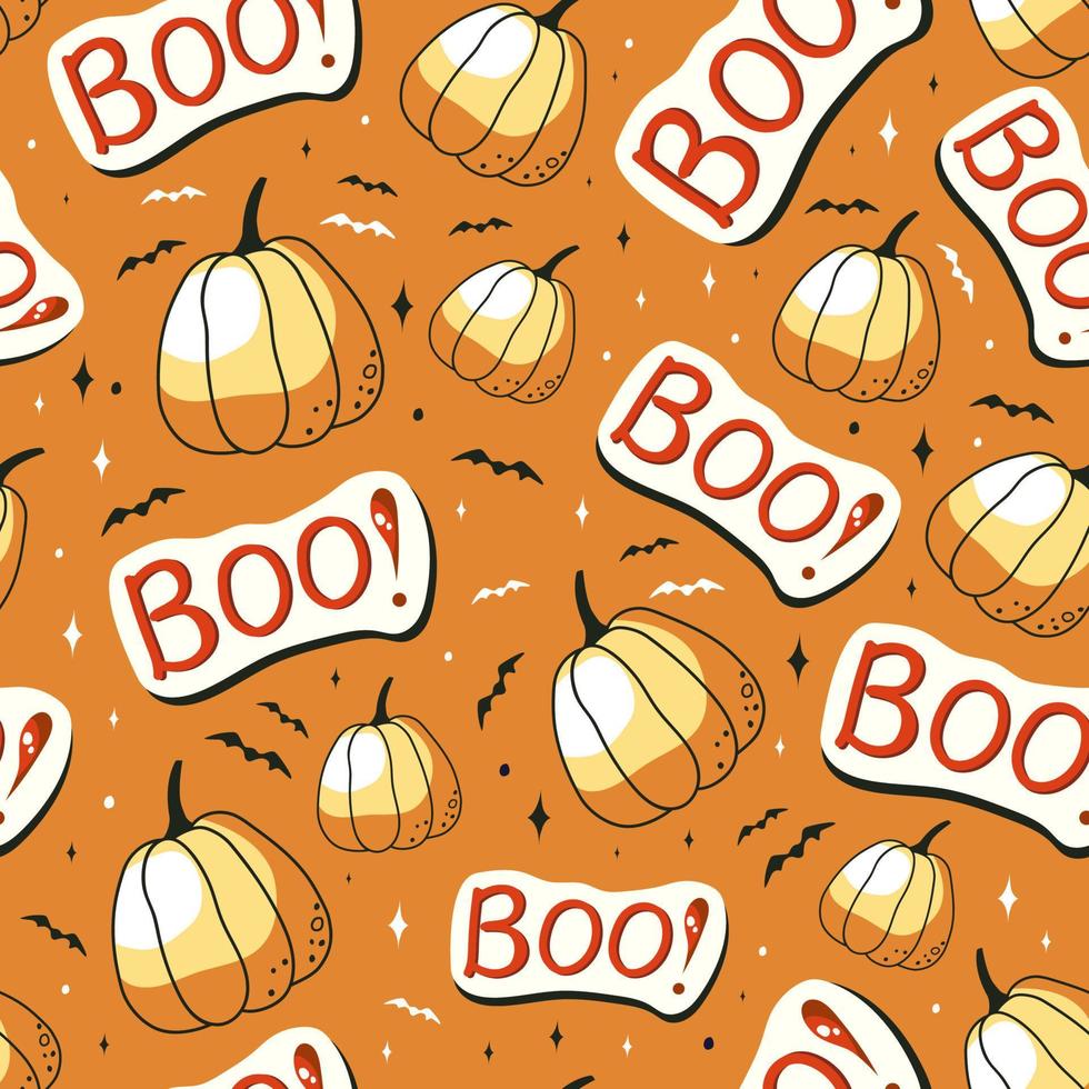 980x980 Halloween seamless pattern with pumpkins and boo. Perfect for textile,  wallpaper, and print. 10270123 Vector Art at Vecteezy