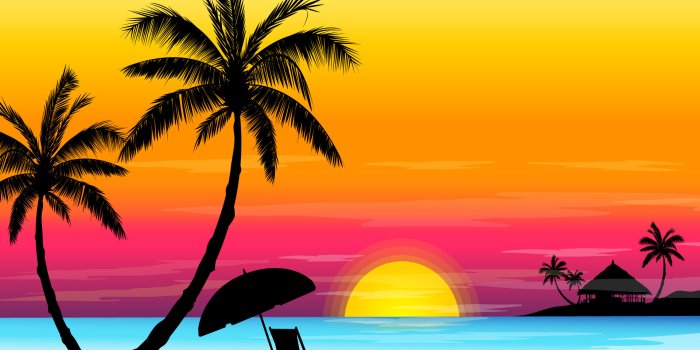 1920x1200 Beach sunset wallpaper - Vector wallpapers - #2734