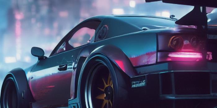 1183x2560 Race Car in Night City Wallpaper