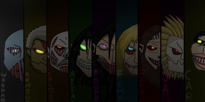 2303x1591 I made a wallpaper with all 9 Titans. This took 2 weeks to finish. :  r/ShingekiNoKyojin