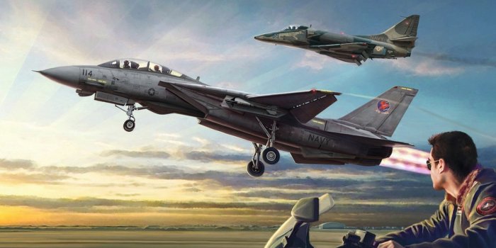 1332x850 Wallpaper USA, Deck, fighter-interceptor, multi-role fighter, Attack, US  NAVY, Gianluca Capaldo, Top Gun F-14A vs A-4F, Douglas A-4F Skyhawk,  Grumman F-14A Tomcat, US Navy Fighter Weapon School images for desktop,  section фильмы -