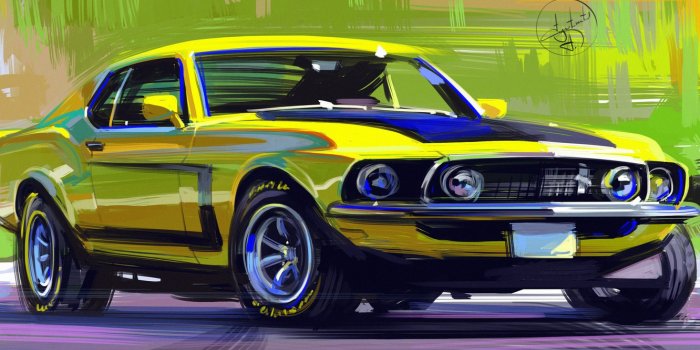 1332x850 Wallpaper auto, muscle car, drawing, Camaro, the front.Muscle car images  for desktop, section живопись - download