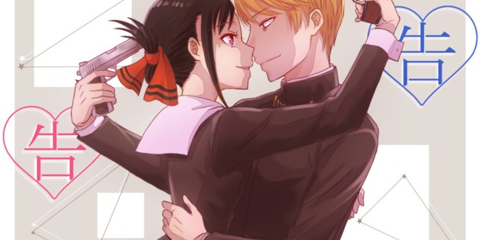 1332x850 Wallpaper girl, guns, guy, Kaguya-sama Love is War images for desktop,  section сёнэн - download