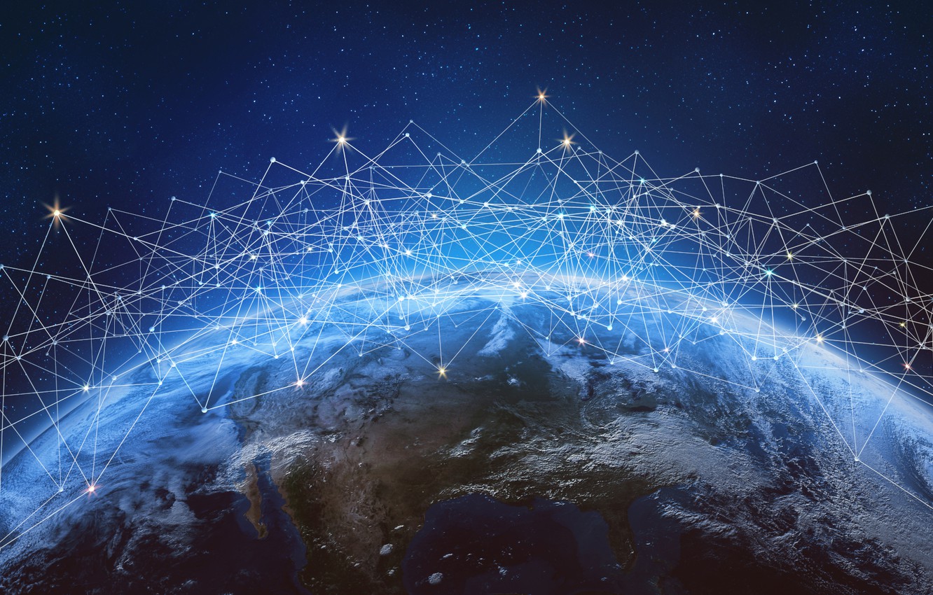 1332x850 Wallpaper internet, lines, planet, communication, information, connectivity  images for desktop, section космос - download