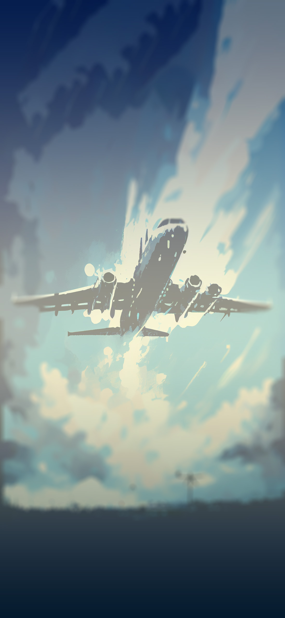 1183x2560 Airplane in Sky Art Wallpaper - Airplane Aesthetic Wallpaper iPhone