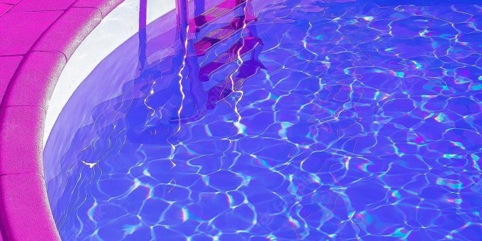 1333x2000 Premium Photo | Fashion tropical minimal location. swimming pool space.  vapor wave purple colours style wallpaper. travel aesthetics
