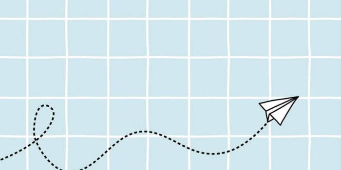 1125x2001 Download Paper Airplane On Light Blue Grid Aesthetic Wallpaper | Wallpapers .com