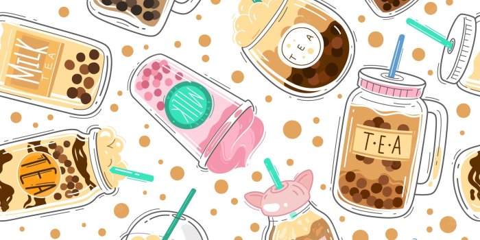 2000x2000 Premium Vector | Bubble tea seamless pattern. taiwanese boba with tapioca  balls, pearl milk tea, asian popular cold drink creative design textile,  wrapping paper, wallpaper vector texture isolated on white background