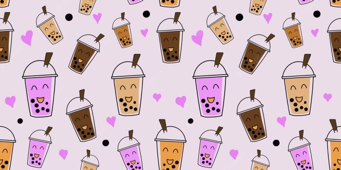 2000x2000 Premium Photo | Seamless pattern illustration cartoon cute ice milk tea  bubble and boba in the cup, wallpaper and background