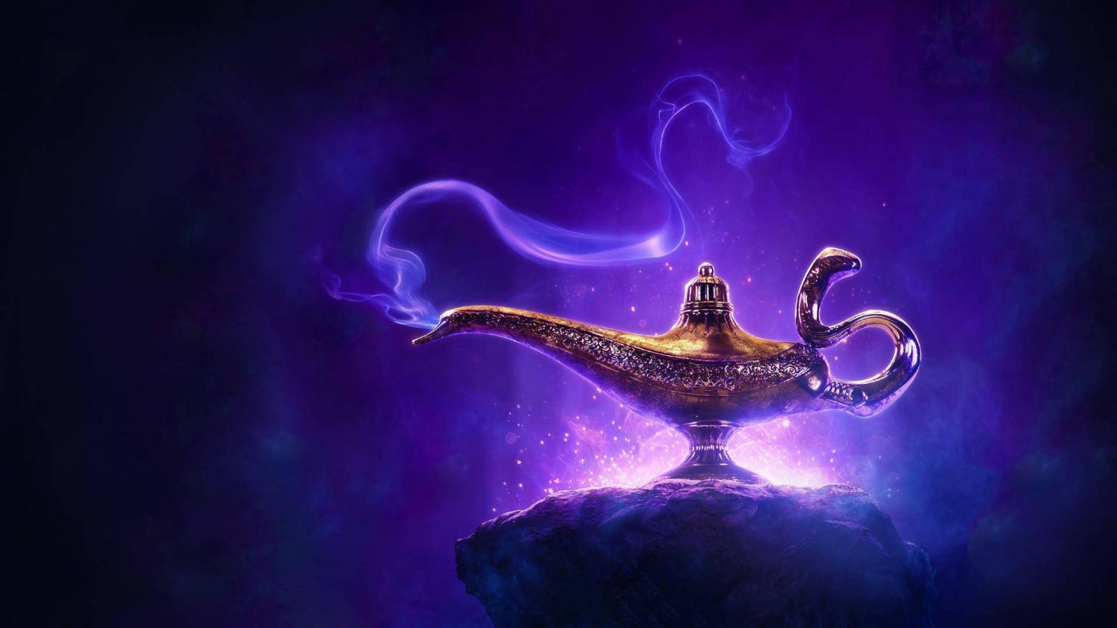 1920x1080 Download Aladdin Lamp Pixel Disney Laptop Purple Wallpaper | Wallpapers.com