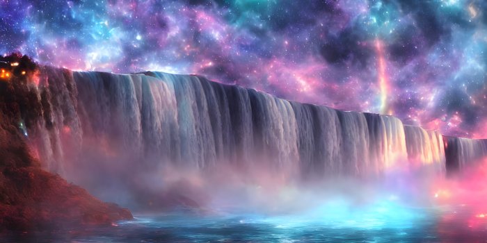 3840x3120 ArtStation - Colorful waterfalls at night wallpapers