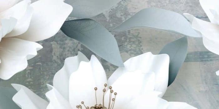720x1560 Download A White Flower Painting With Leaves And Flowers Wallpaper |  Wallpapers.com