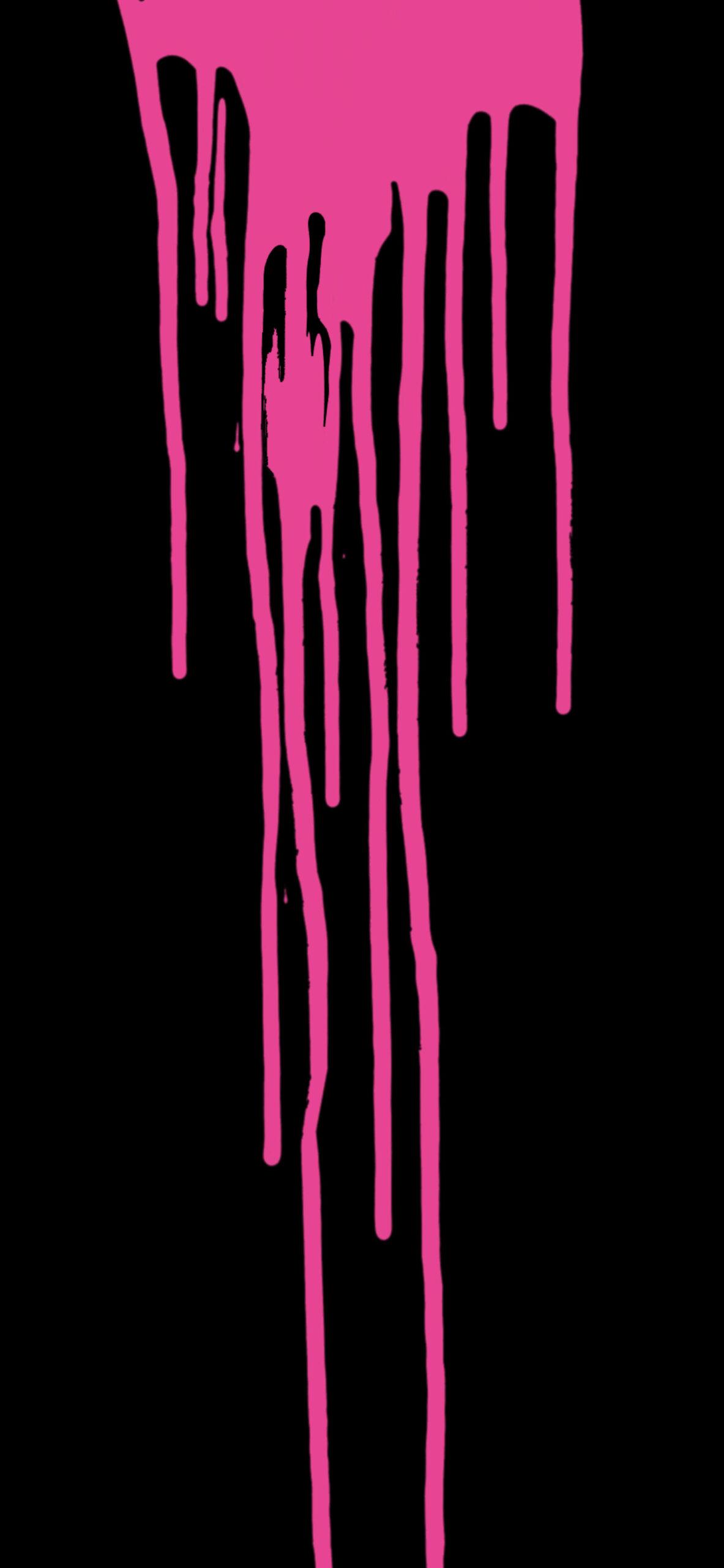 1183x2560 Pink & Black Paint Drip Wallpaper - Black & Pink Wallpaper iPhone