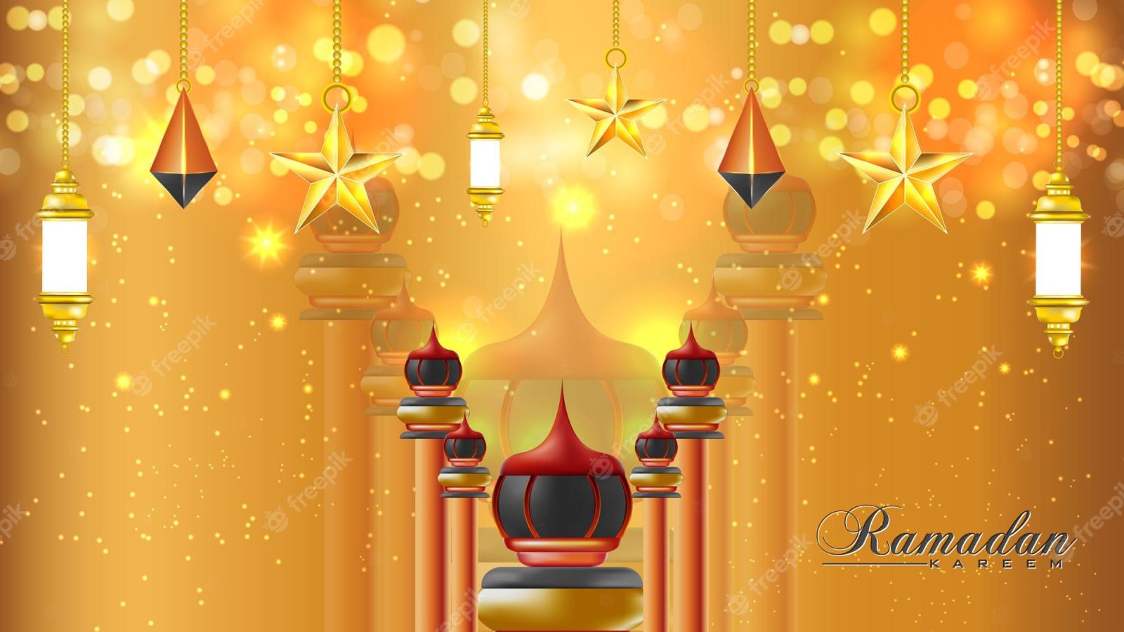 2000x1125 Premium Vector | Ramadan kareem background wallpaper islamic realistic  element muslim background premium vector