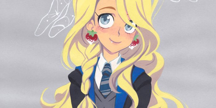 886x1327 Download Luna Lovegood Cartoon Cute Harry Potter Wallpaper | Wallpapers.com