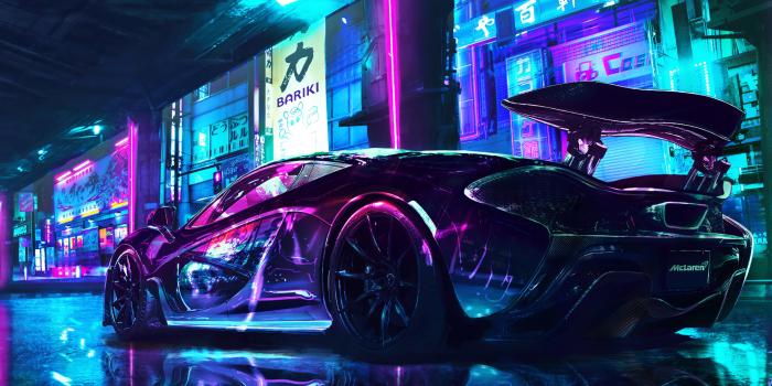 2880x1800 Cyberpunk Wallpaper 4K, McLaren, Supercars, Neon art
