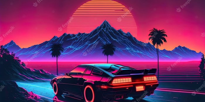 2000x1333 Premium Photo | Design in the style of the 80s futuristic synthesizer retro  wave wallpaper aigenerated