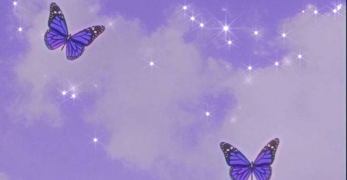 676x1200 Download Kawaii Purple Sparkling Butterflies Wallpaper | Wallpapers.com