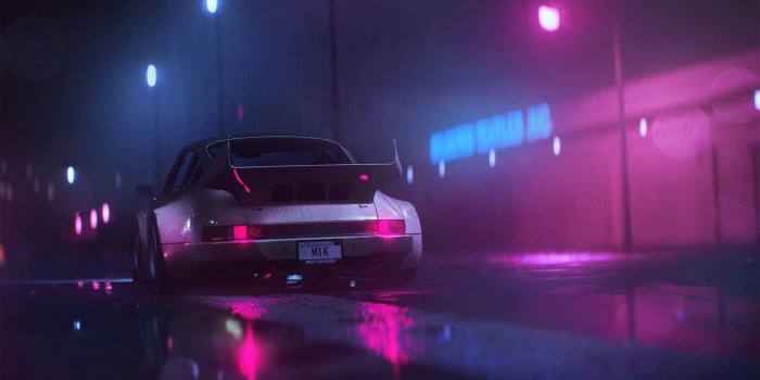 1920x1095 Download Retrowave City Street Lights Wallpaper | Wallpapers.com